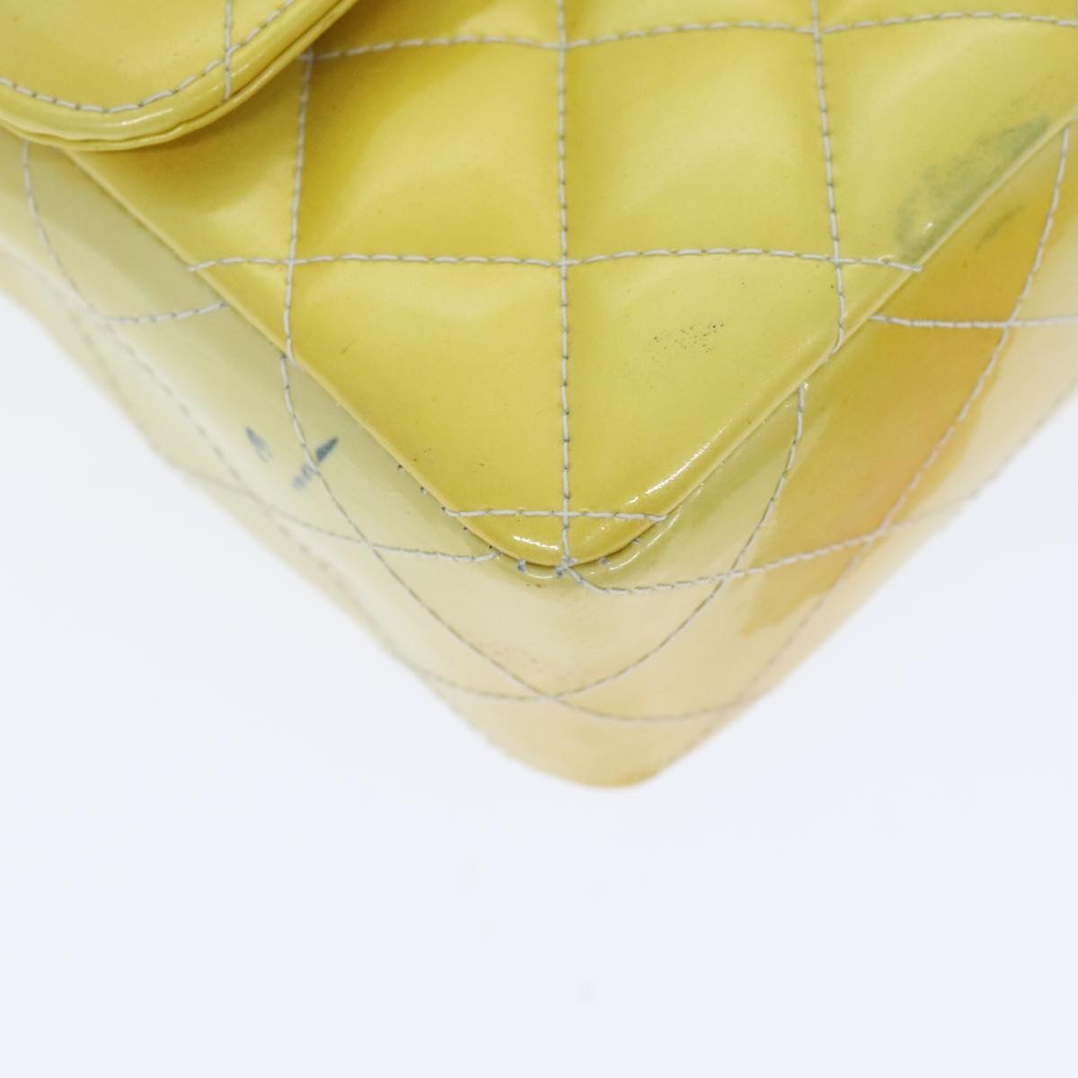 CHANEL Matelasse Backpack Patent Leather Yellow Silver CC - 16