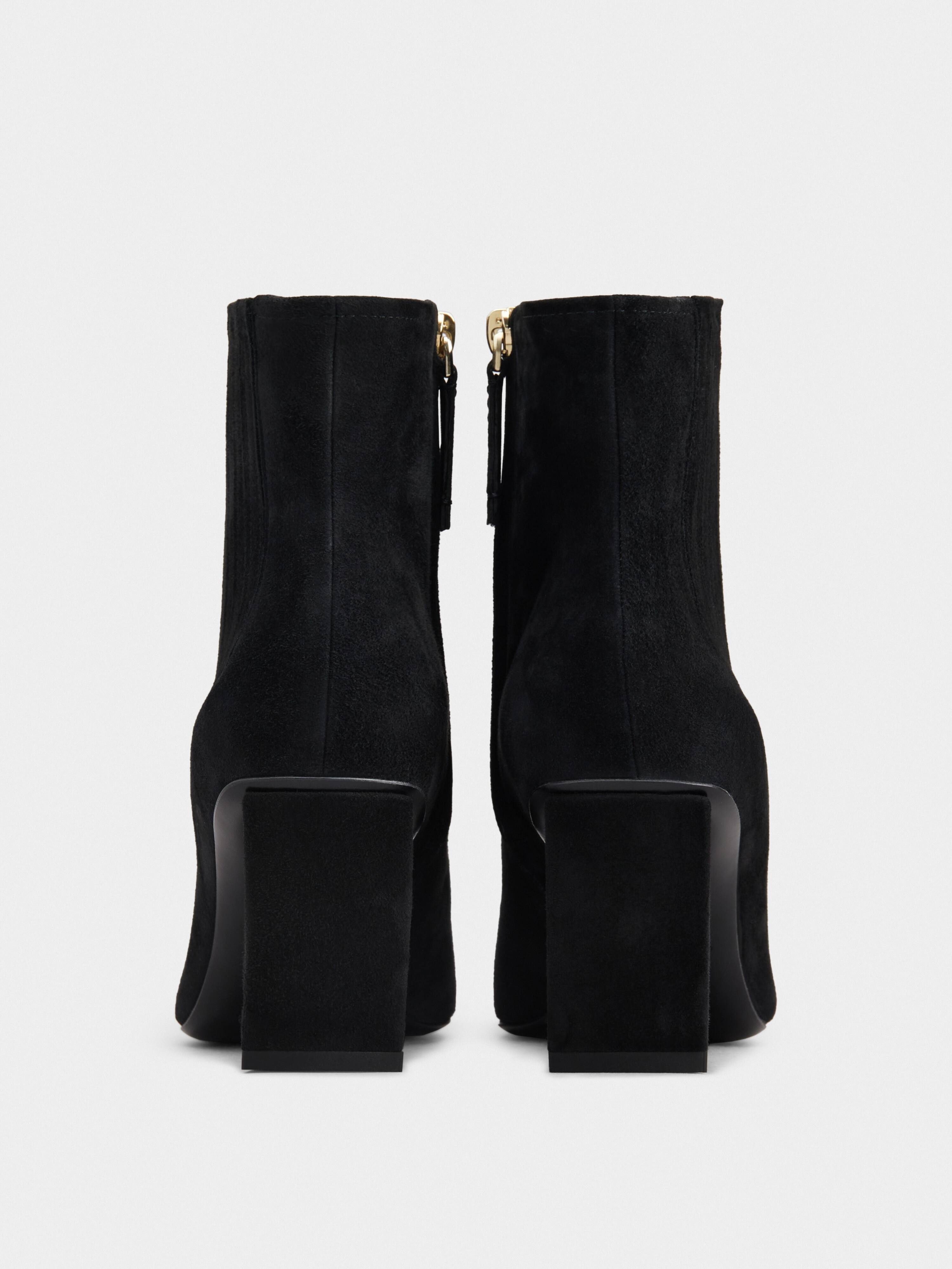 Belle Vivier Metal Buckle Chelsea Ankle Boots in Suede - 5