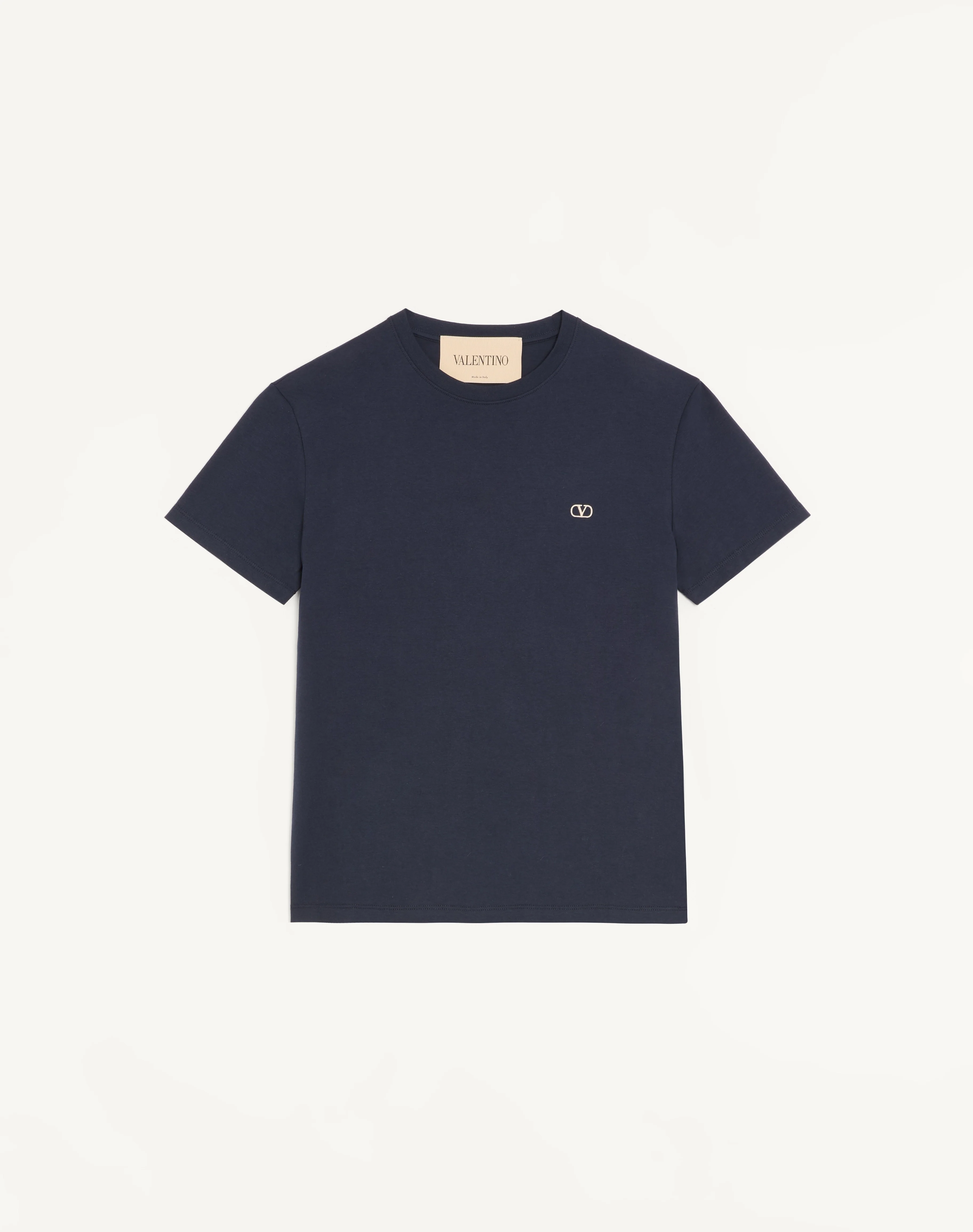 VALENTINO COTTON T-SHIRT WITH VLOGO EMBROIDERY - 1