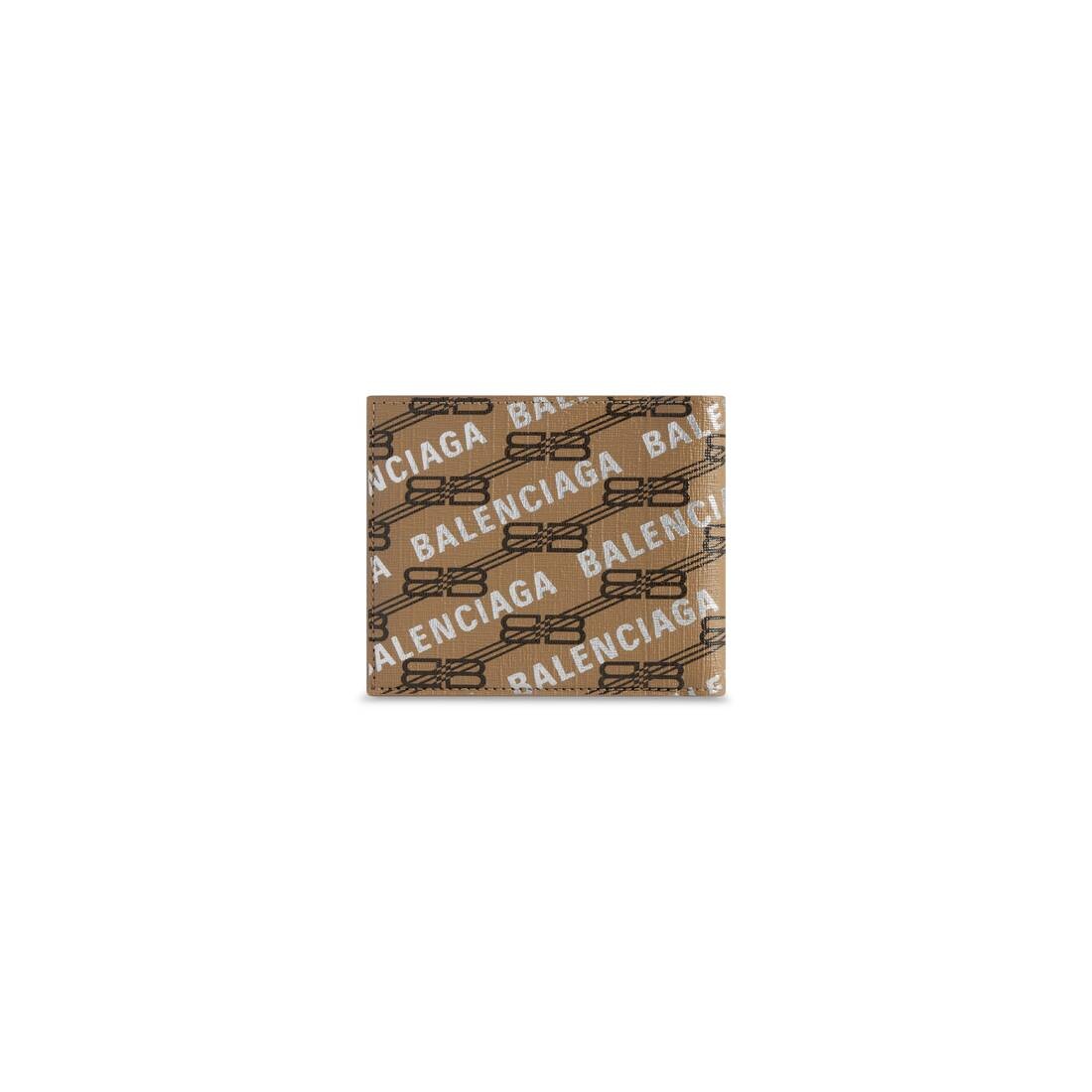 Signature Square Folded Wallet Bb Monogram Coated Canvas And Allover Logo in Beige - 3
