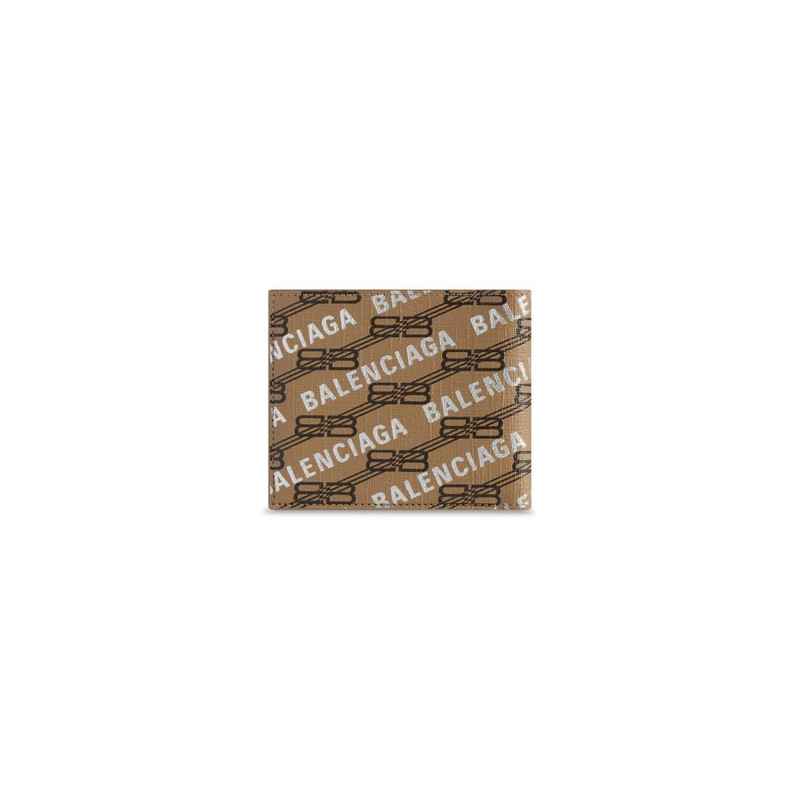 Signature Square Folded Wallet Bb Monogram Coated Canvas And Allover Logo in Beige 3