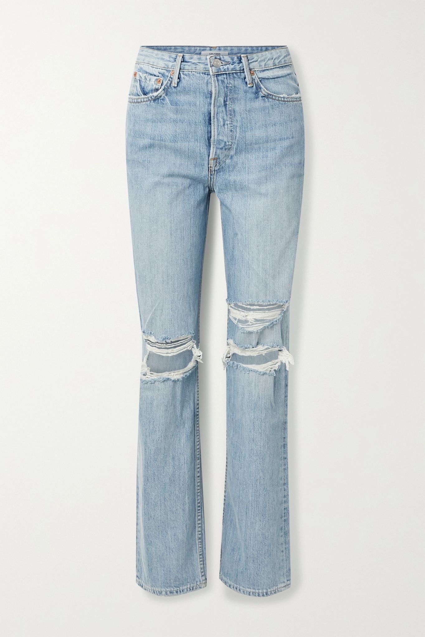 Mica distressed high-rise straight-leg jeans - 1