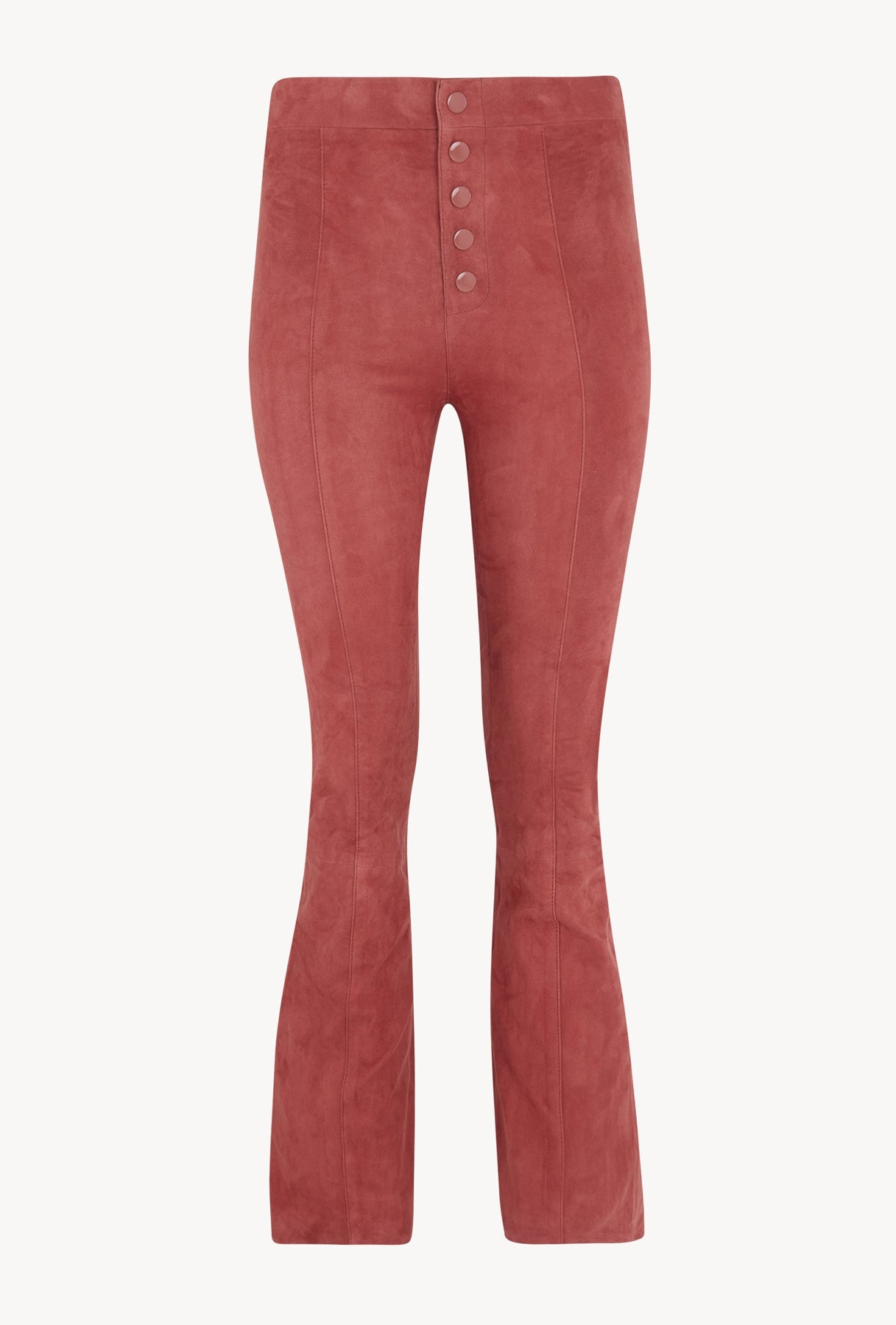 MAUVE SUEDE FRONT SNAP ANKLE FLARE LEGGINGS - 5
