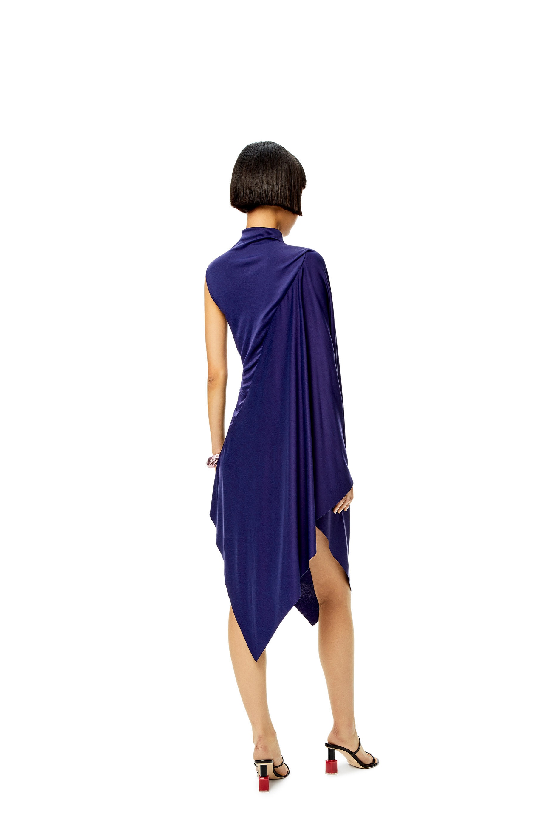 Asymmetric draped dress in polyamide - 3