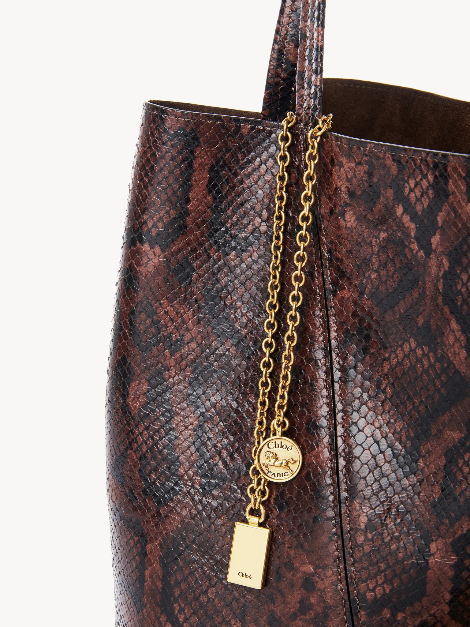 CHLOÉ SPIN TOTE BAG IN PYTHON-EFFECT LEATHER - 6
