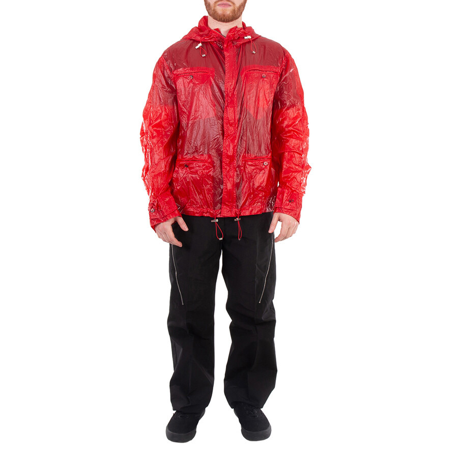 Ferragamo Red Taffeta Drawstring Hooded Jacket - 6