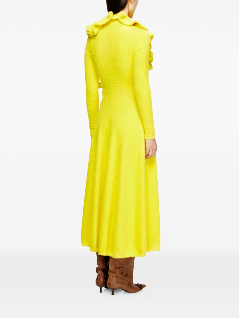 Fluffy ruffled-neck midi dress - 3