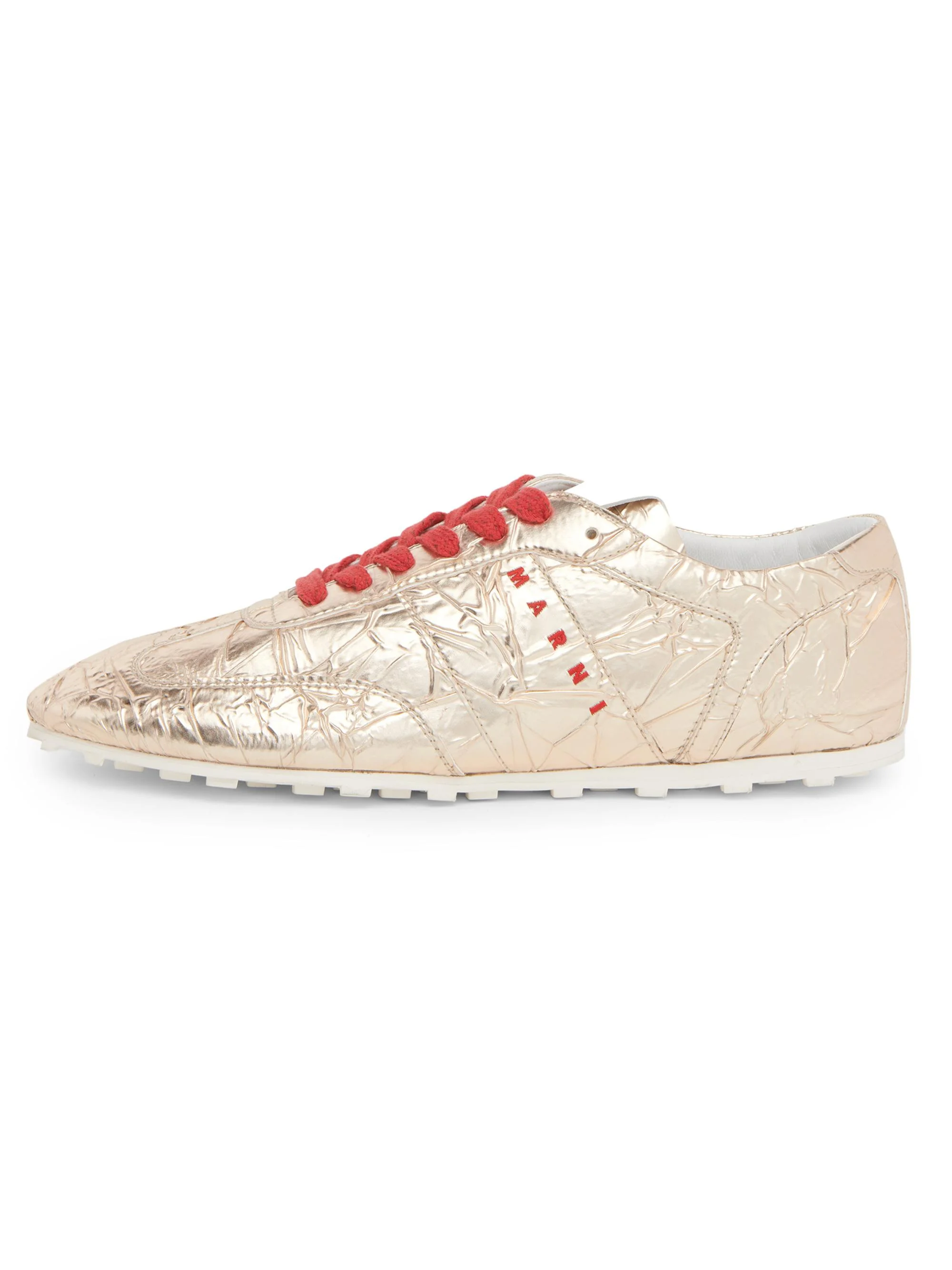 Men's Metallic Crinkle Low-Top Sneakers - Silver - 1