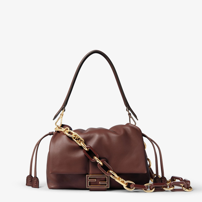 FENDI Strap You Gold metal and brown chain shoulder strap outlook