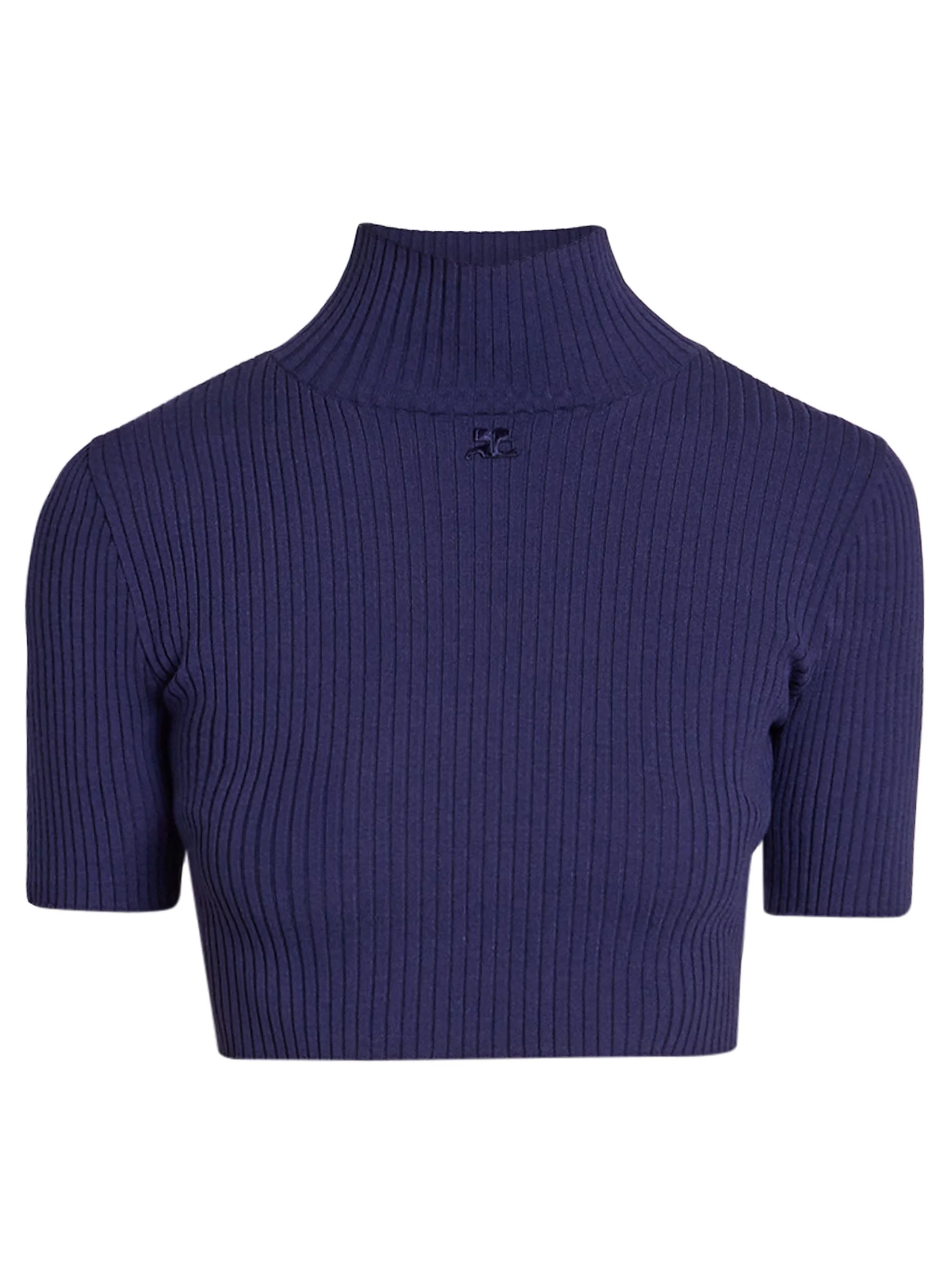 Women's Rib-Knit Crop Top - Work Blue - 1