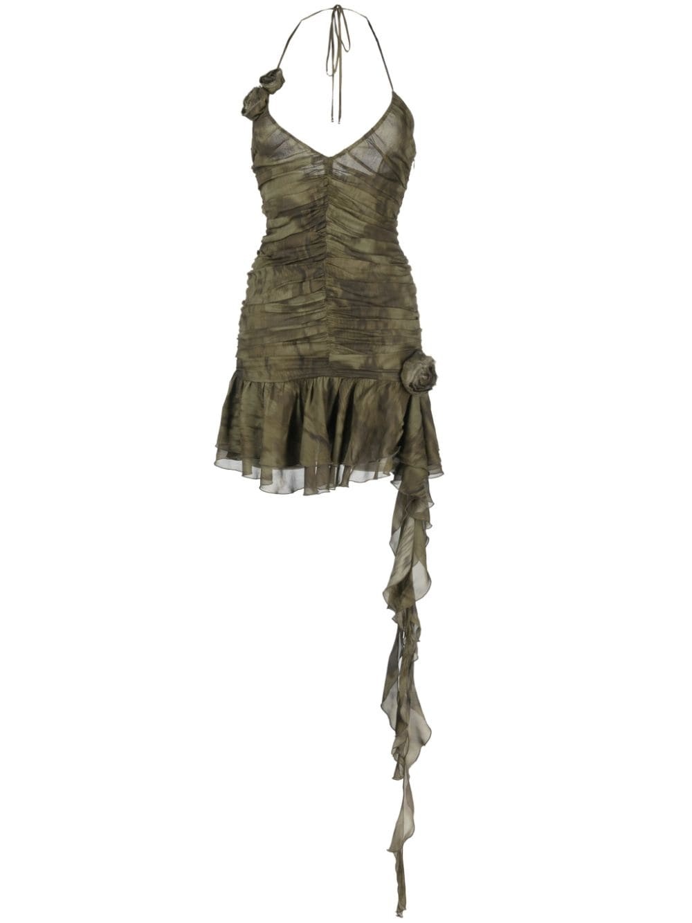 draped V-neck tie-dye minidress - 1