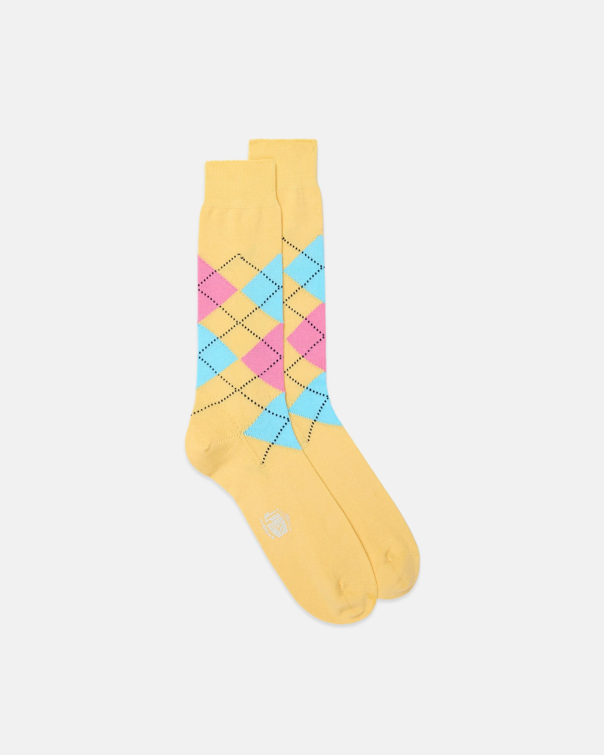 MADE-IN-ITALY YELLOW ARGYLE COTTON SOCKS - 1