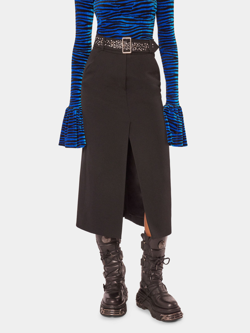 BLACK LONG SKIRT WITH STUDDED BELT 4
