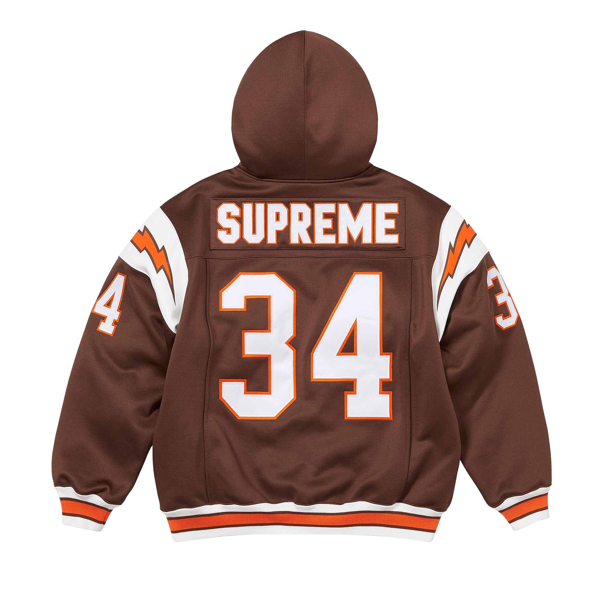 Supreme Football Zip Up Hooded Sweatshirt 'Brown' - 2