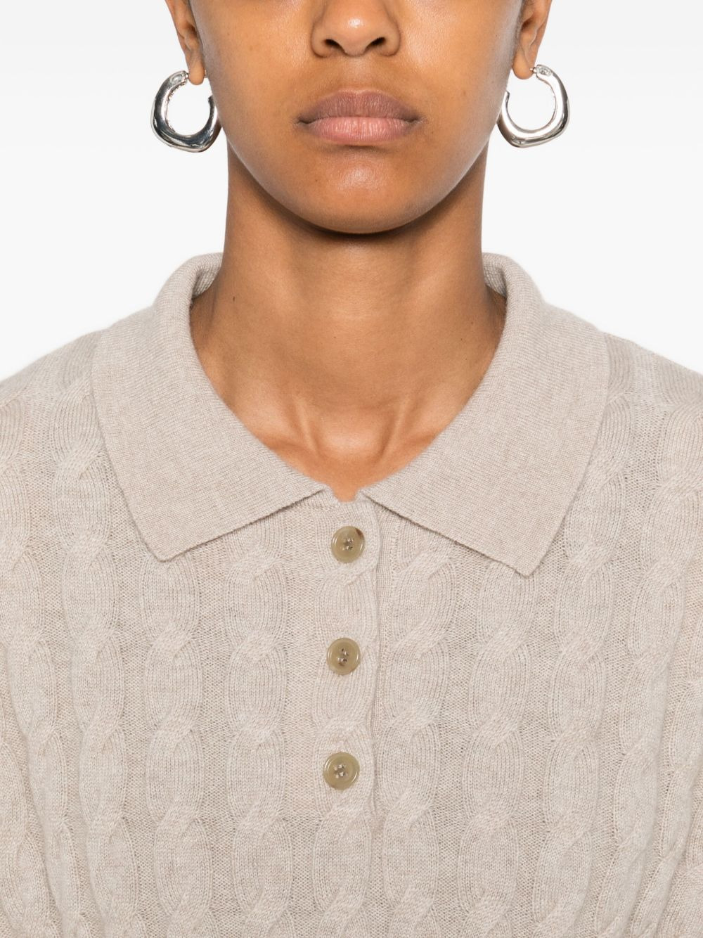 cable-knit polo-neck jumper - 5