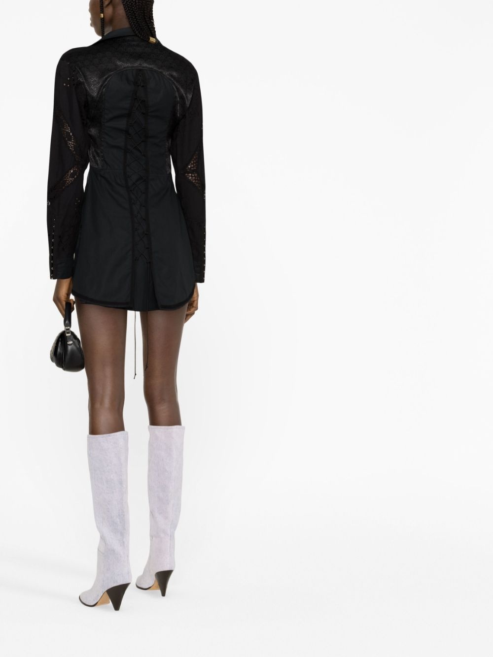 lace-detail shirt dress - 3
