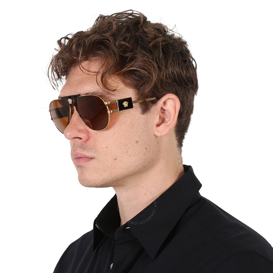 Versace Brown Pilot Men's Sunglasses VE2252 147073 63 - 2