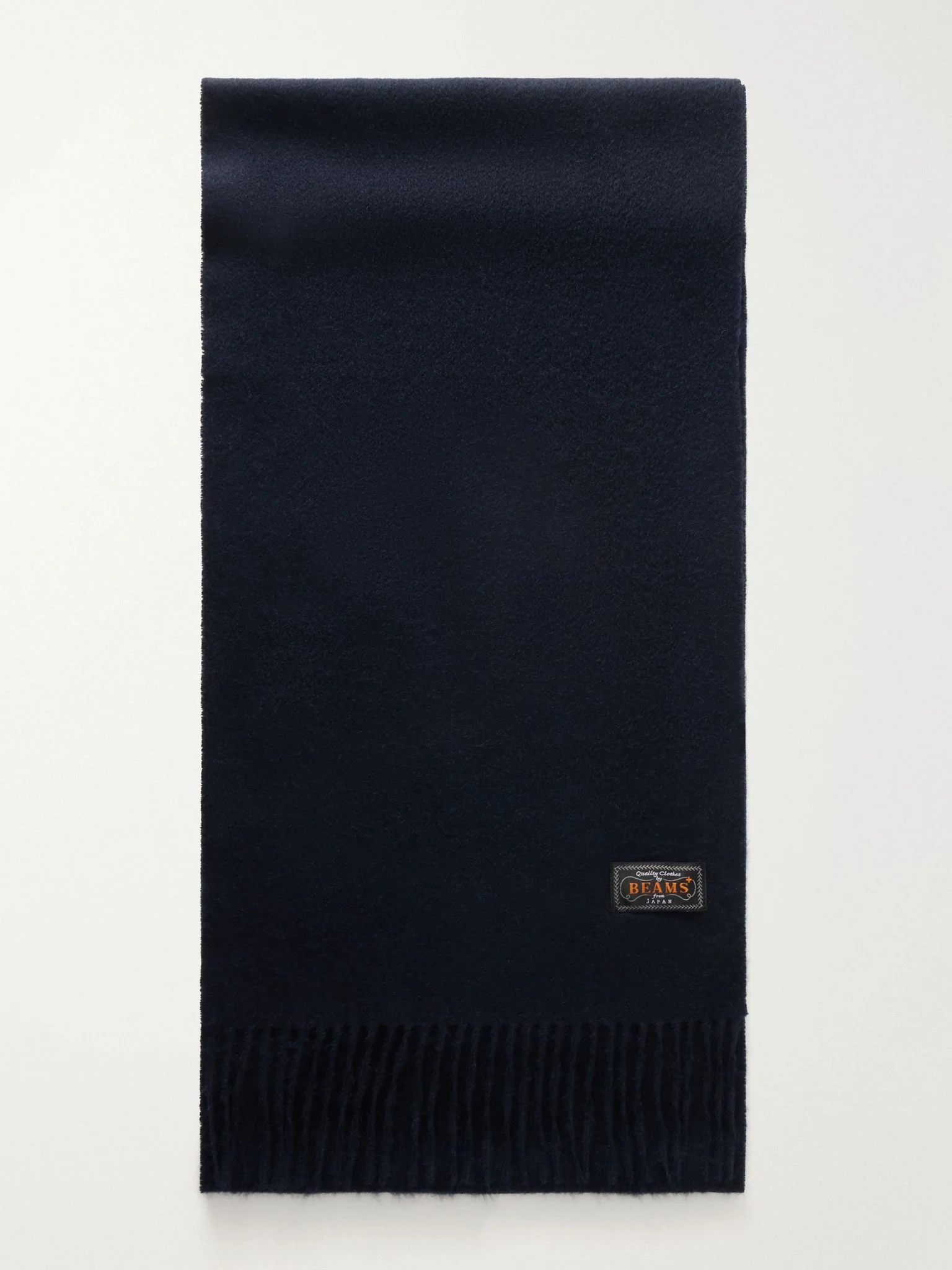 Fringed Cashmere Scarf Navy - 1