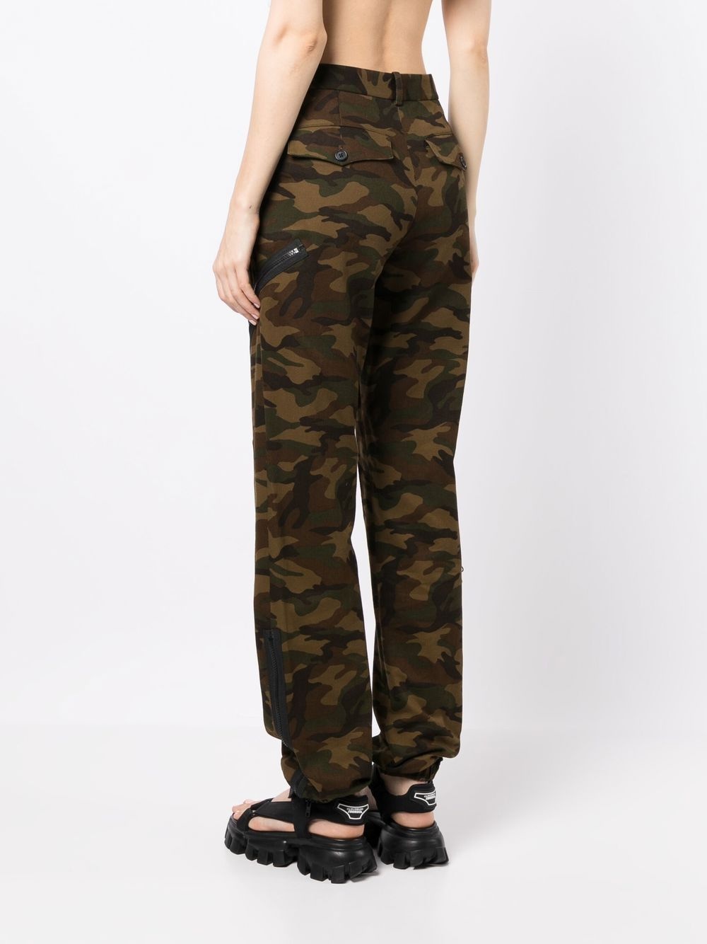 camouflage zip-detail trousers - 4