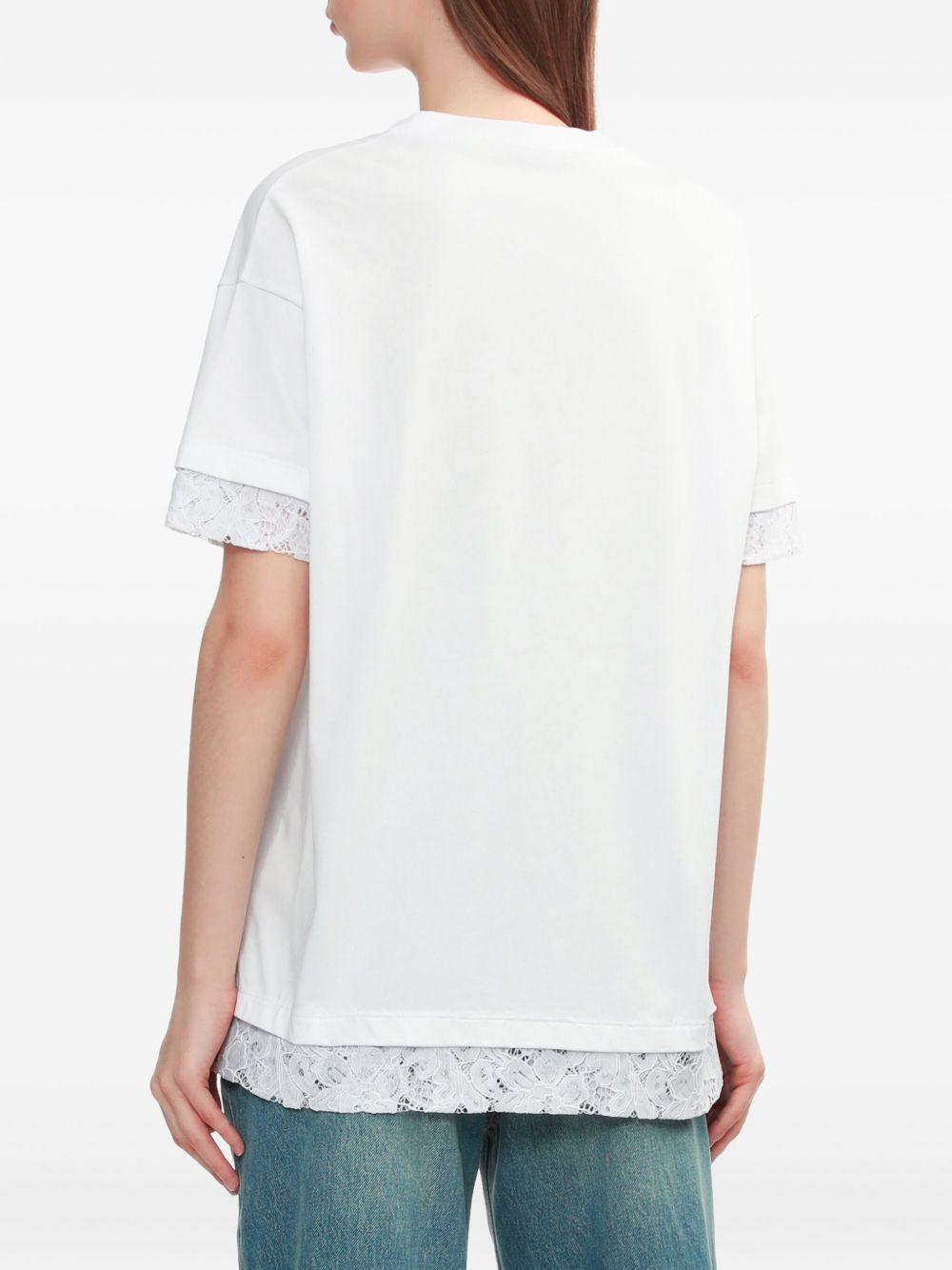 lace-trimmed smiley-face T-shirt - 4
