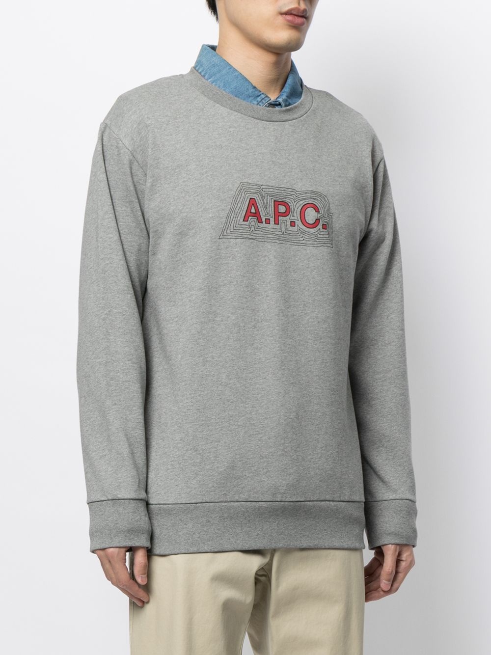 logo-print crew neck sweatshirt - 3