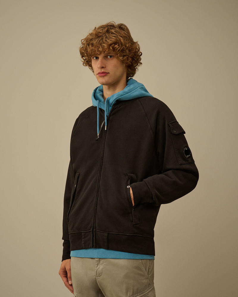 Brushed and Emerized Diagonal Fleece Bomber Full Zip Sweatshirt 3