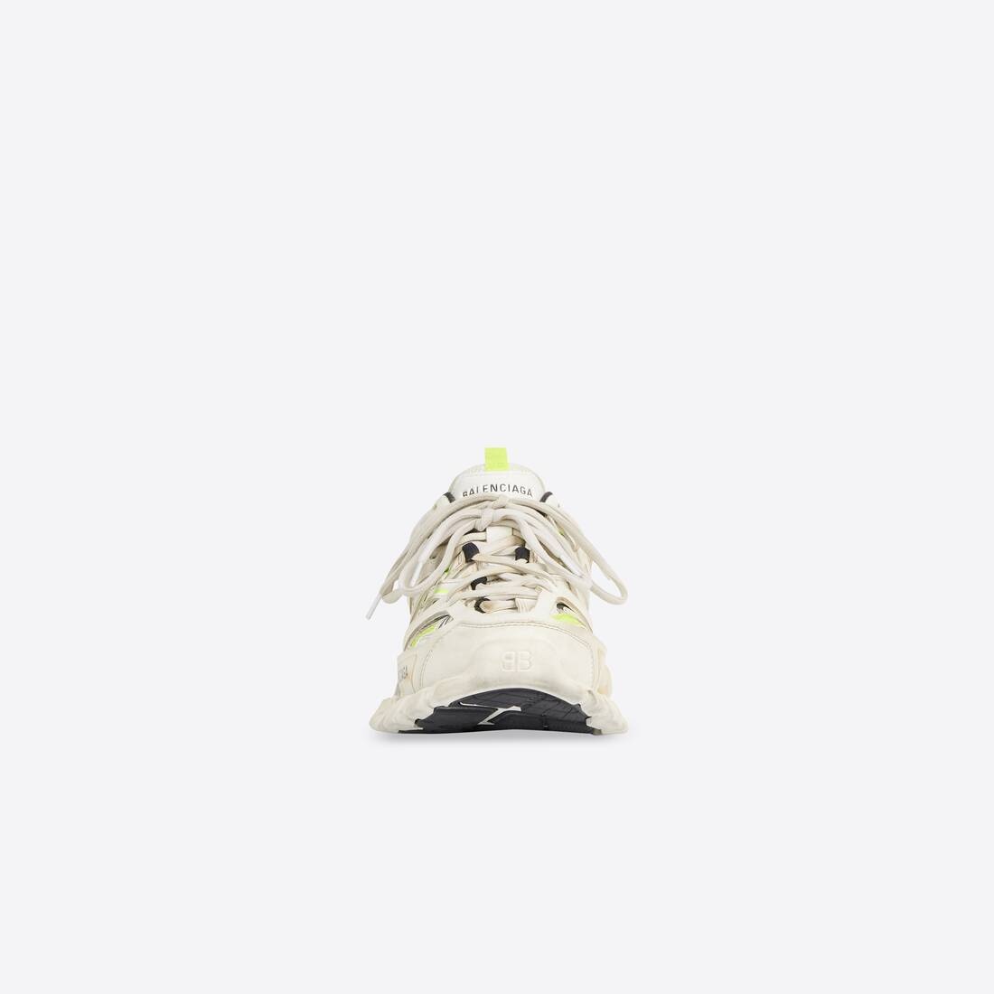 Women's Track Sneaker Worn Out in White/fluo Yellow - 3