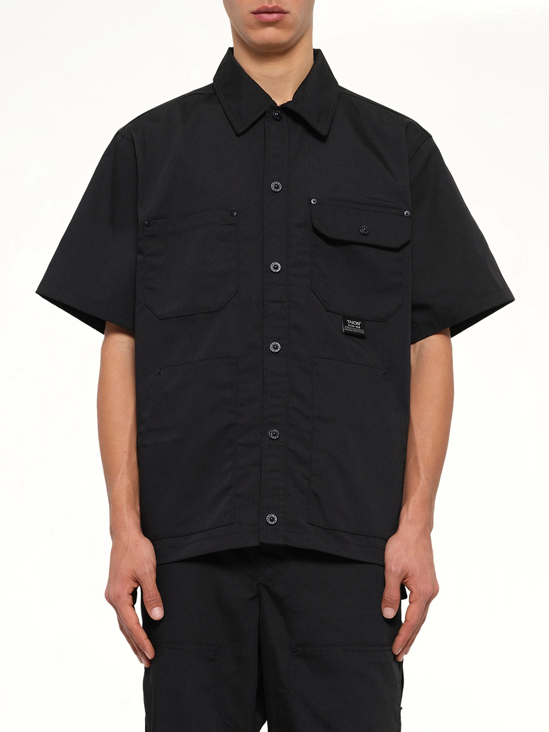Non Down Work Half Sleeve Shirt in Black - 1
