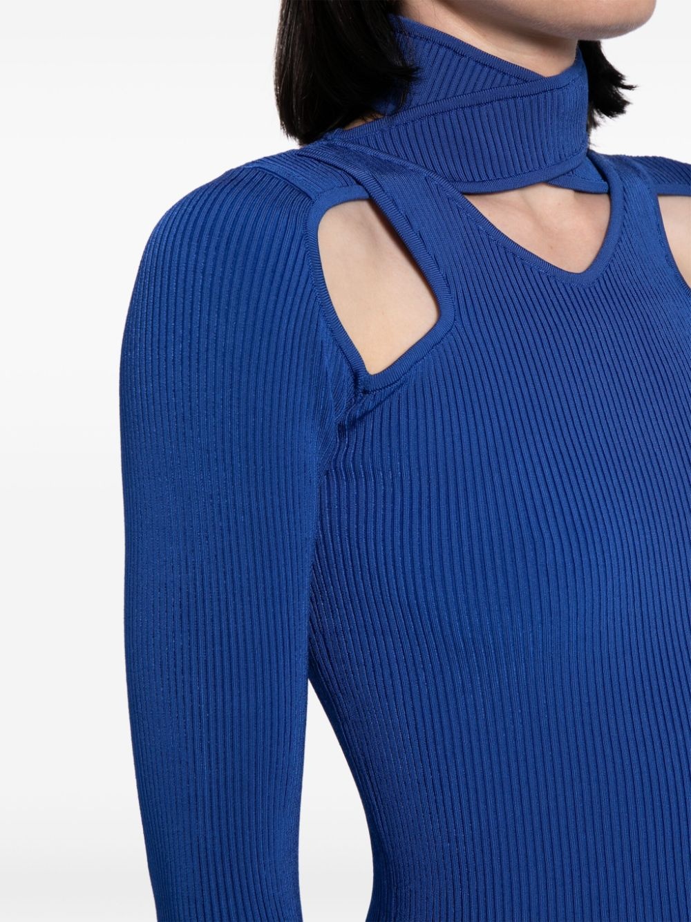 cut-out ribbed-knit jumper - 5