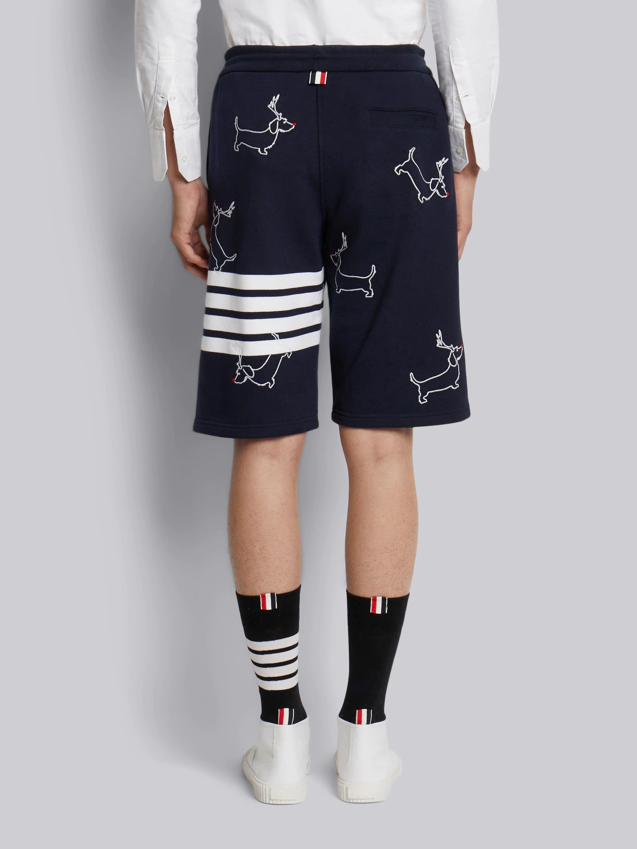 Navy Classic Loopback All Over Hector Rudolph Embroidery 4-bar Sweatshort - 3