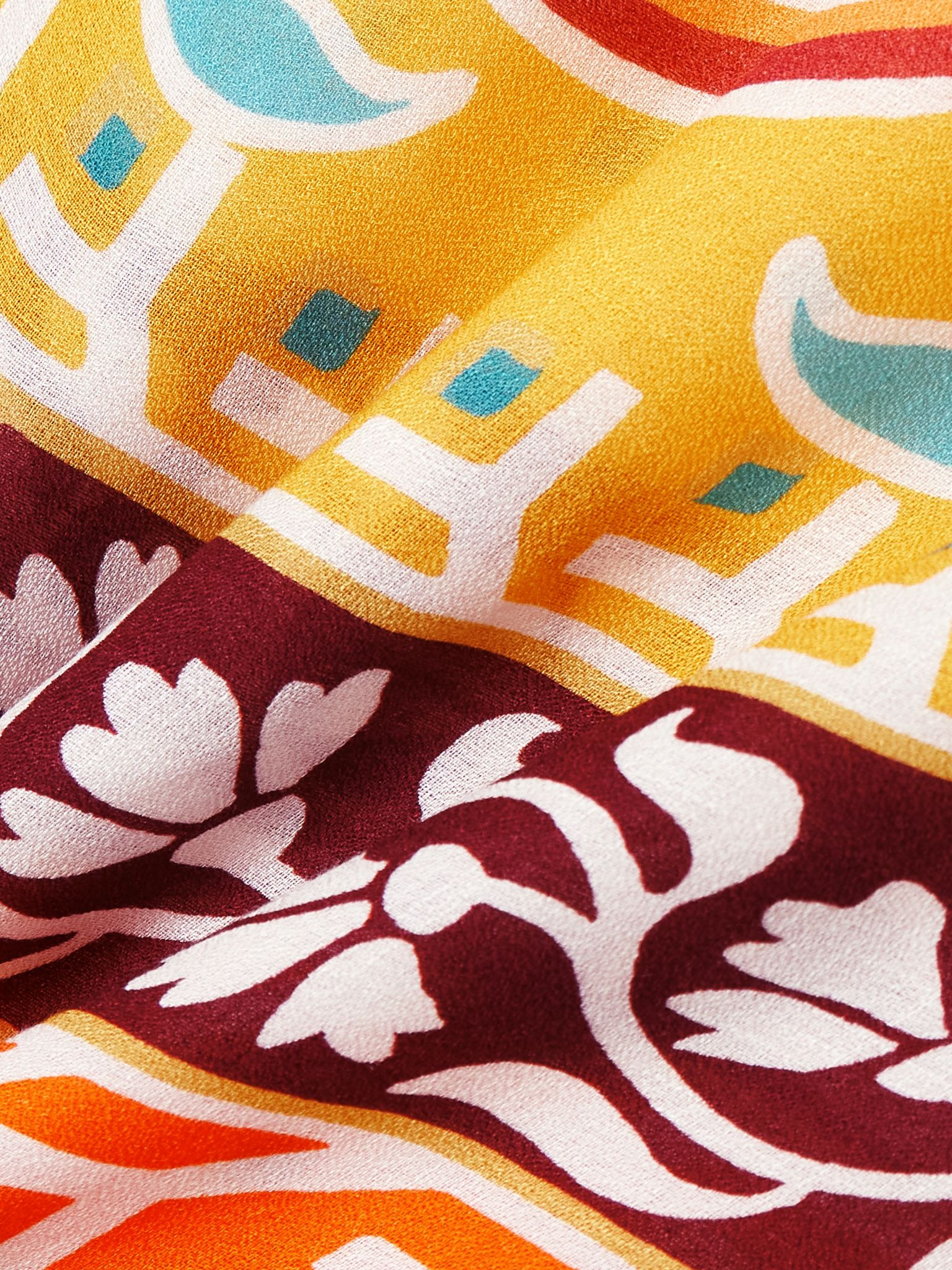 Asymmetric printed crepe de chine kaftan Orange - 4