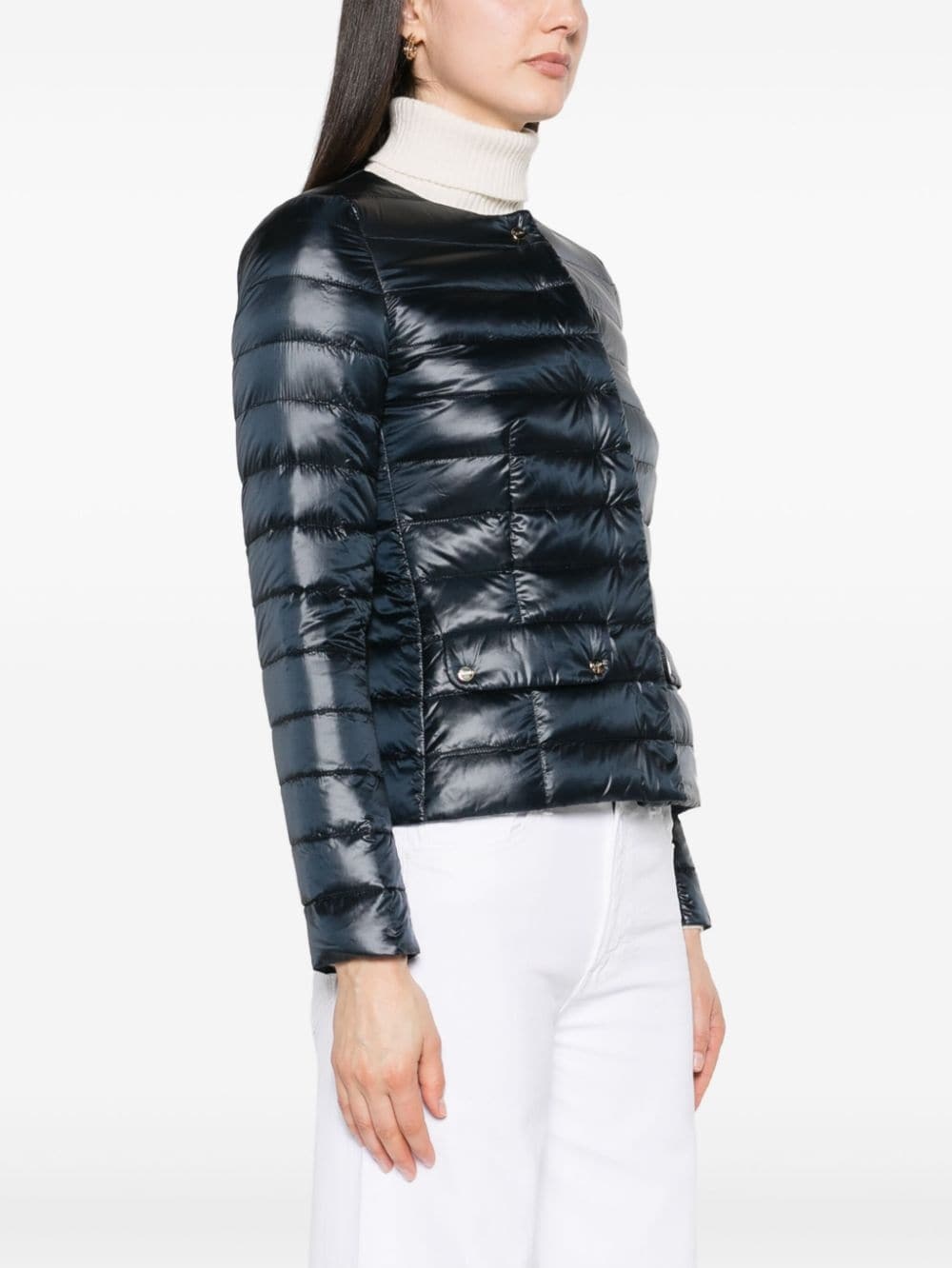 round-neck quilted puffer jacket - 3