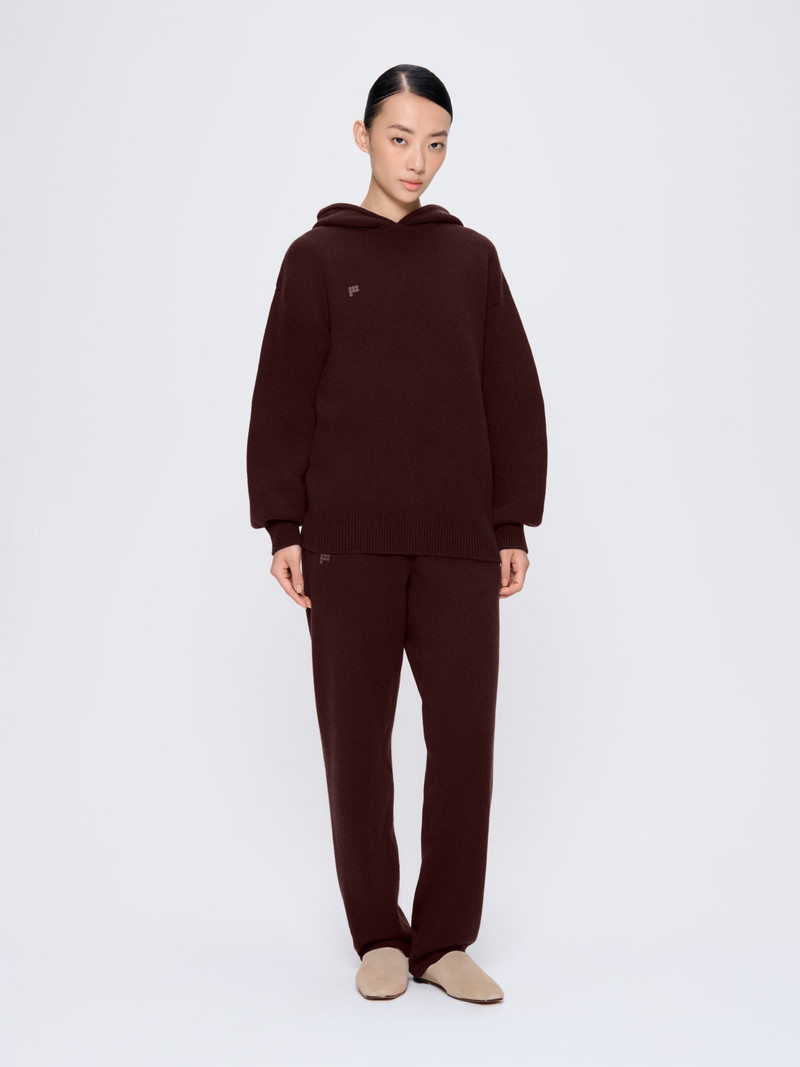 PANGAIA Womens Recycled Cashmere Tapered Track Pants - Dark Burgundy outlook