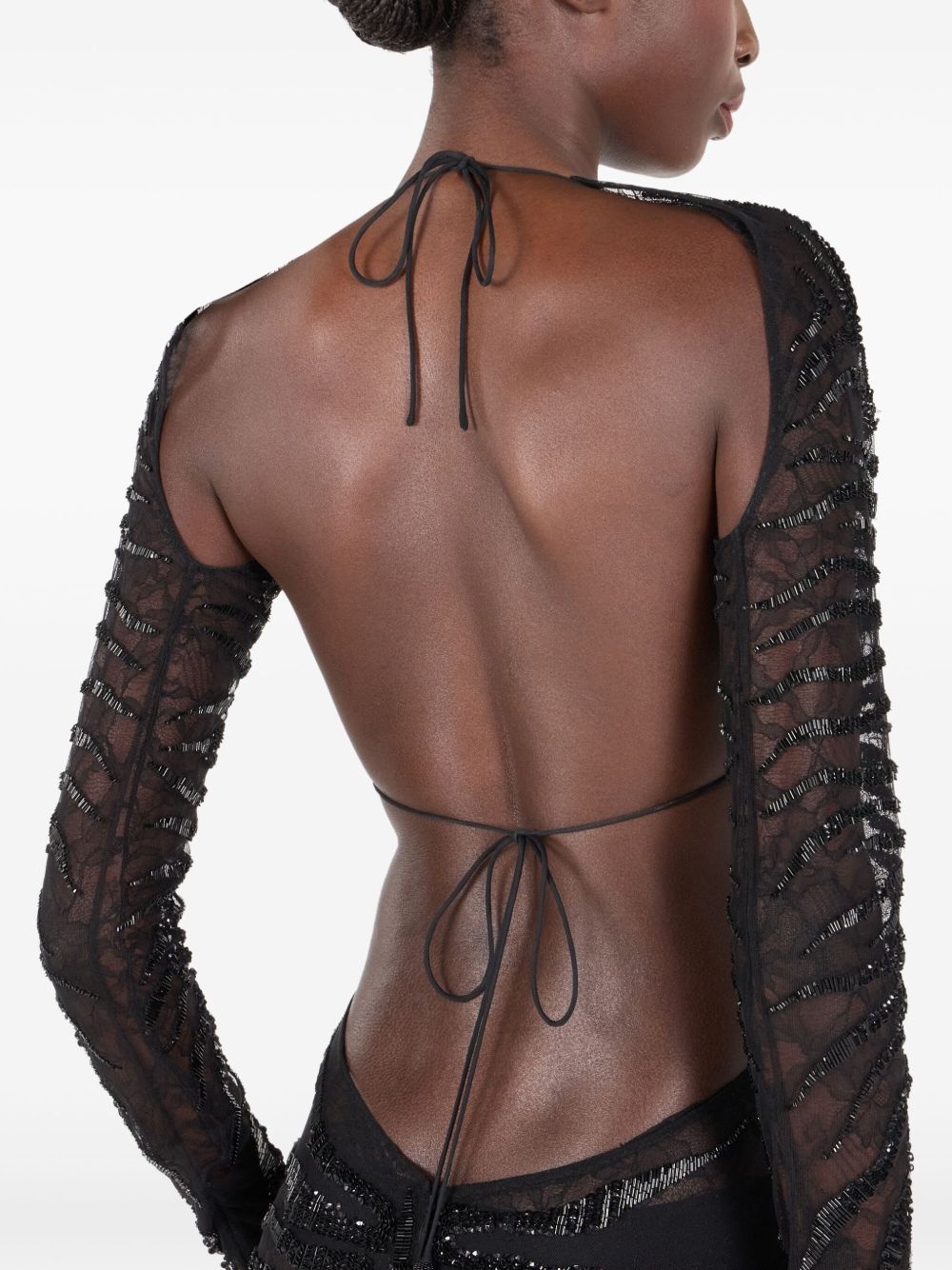sheer tiger-print evening dress - 5