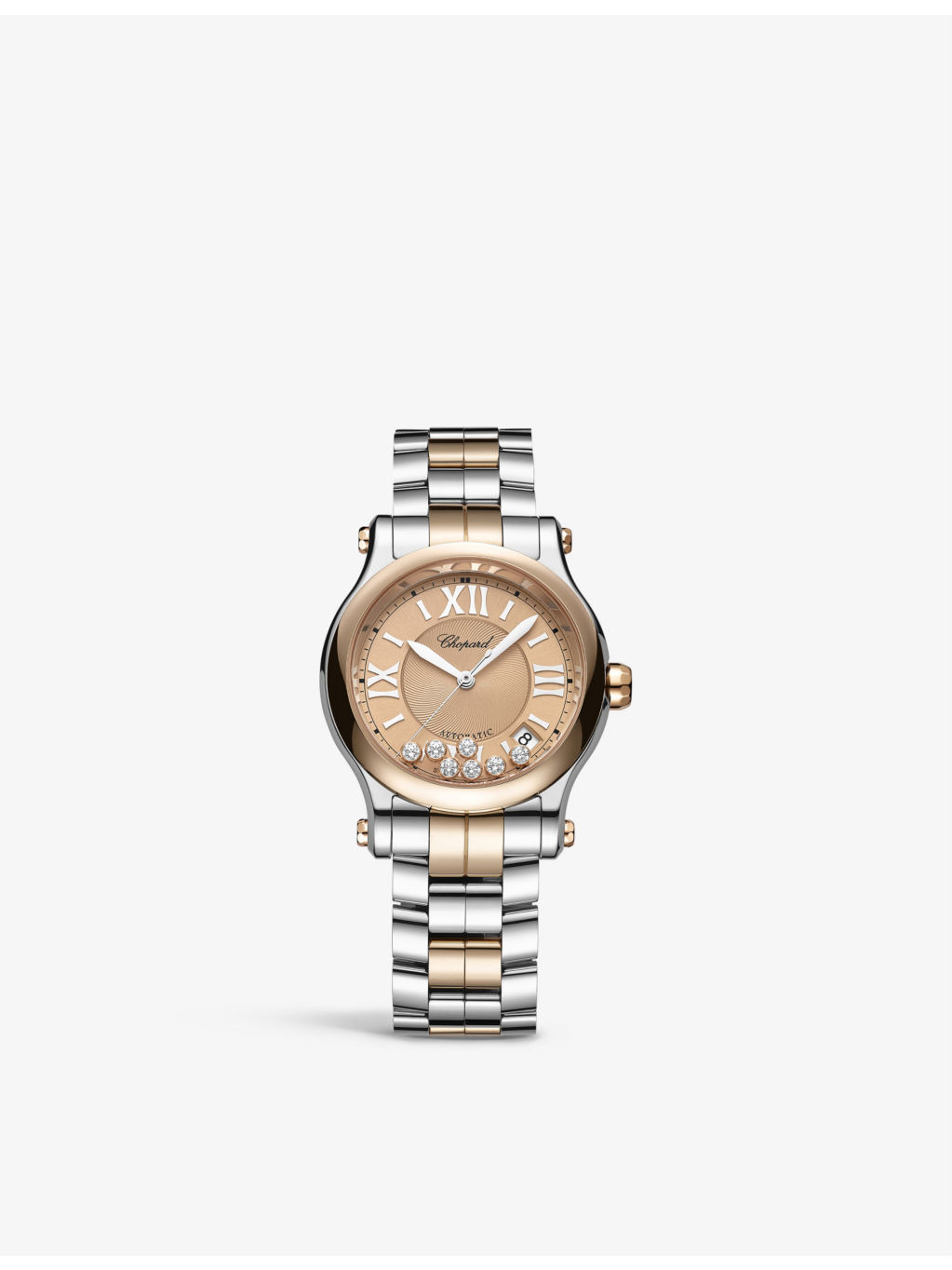 278559-6019 Happy Sport 18ct rose-gold, stainless-steel and 0.35ct round-cut diamond automatic watch - 1