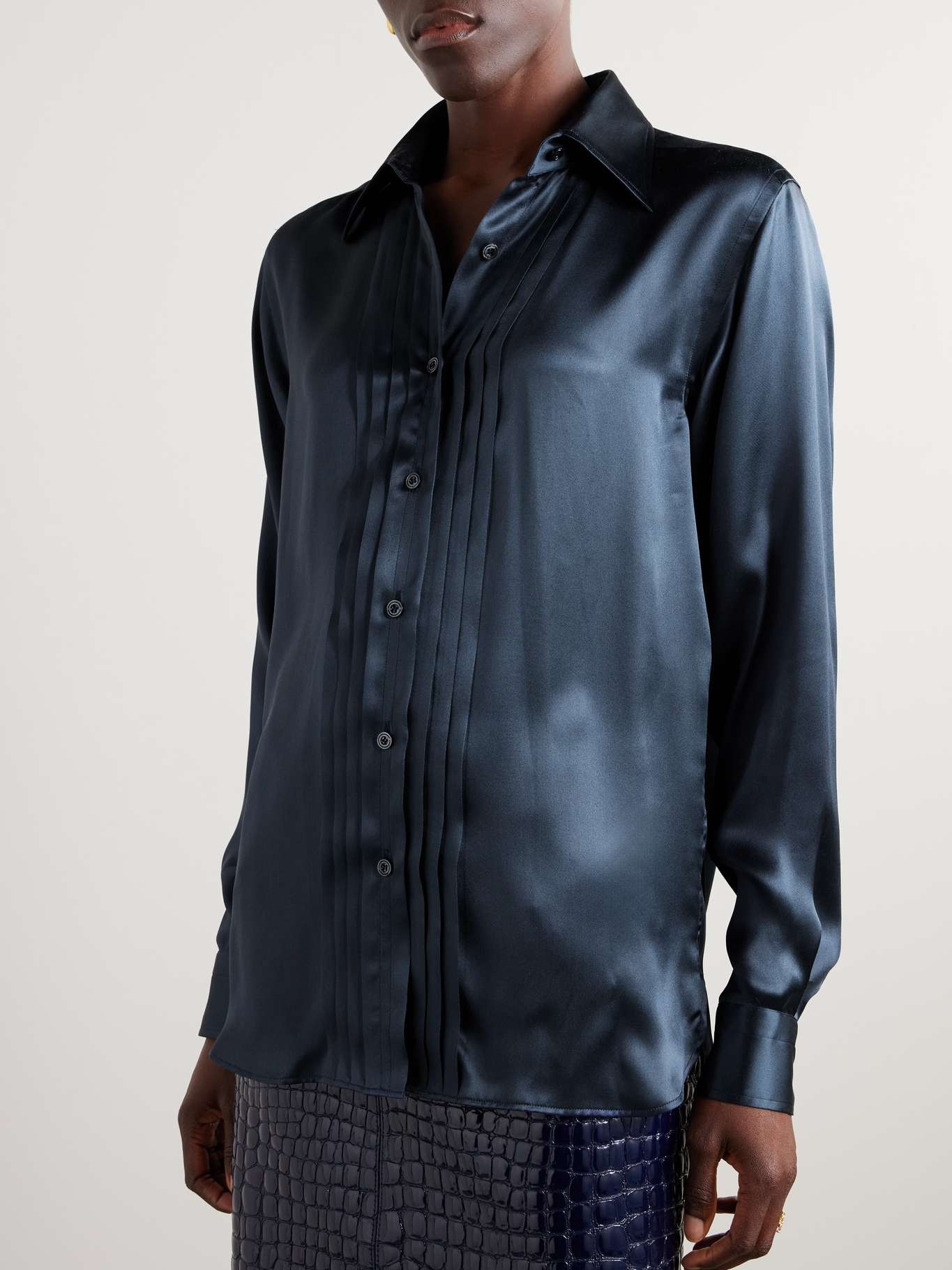 Pleated silk shirt - 3