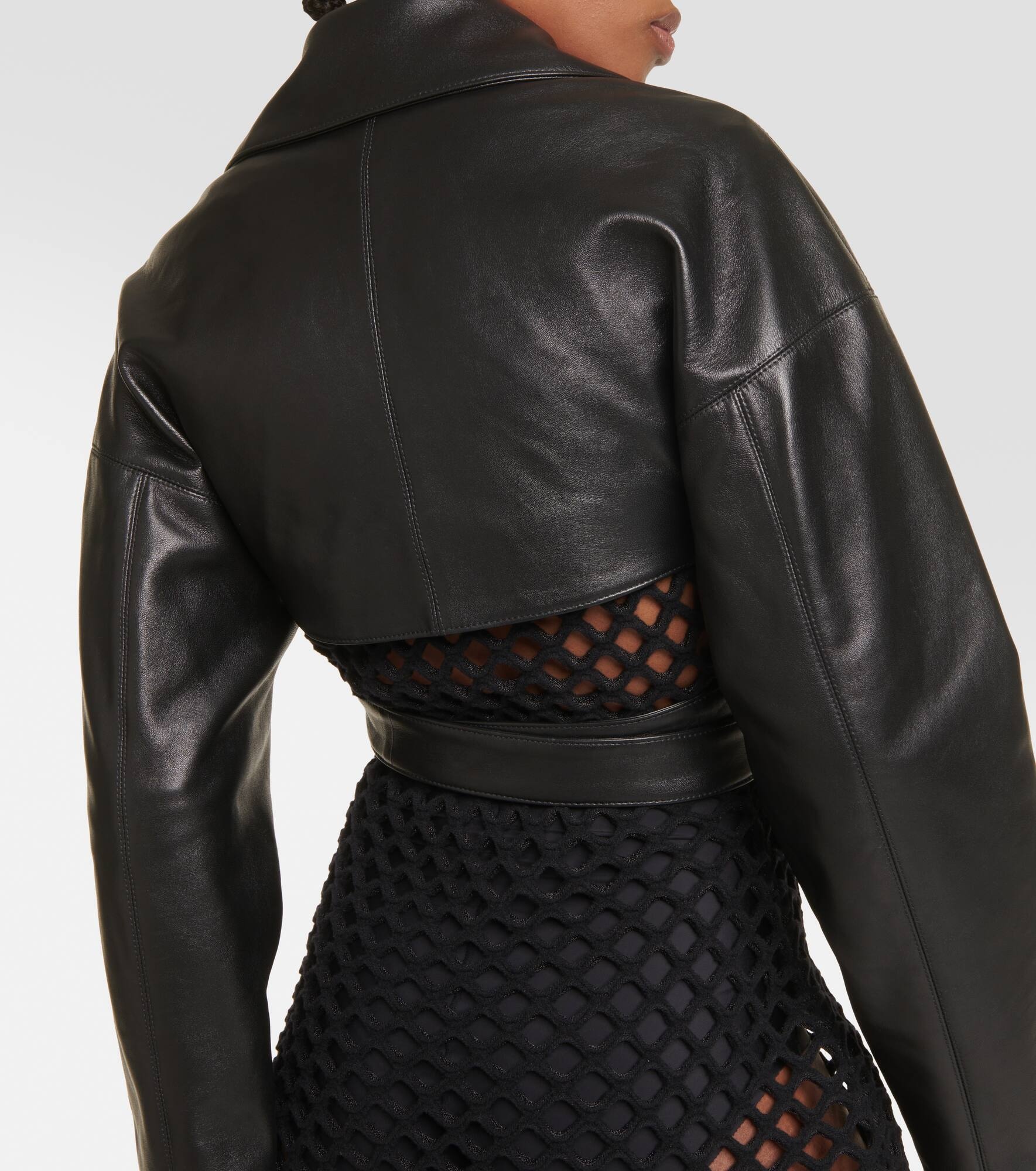 Cropped leather jacket - 6