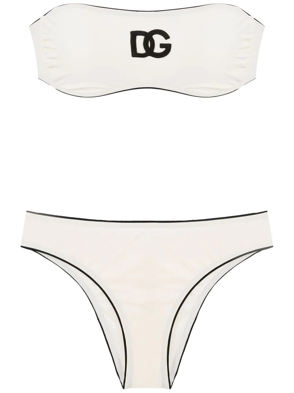 logo embroidered bandeau bikini - 1