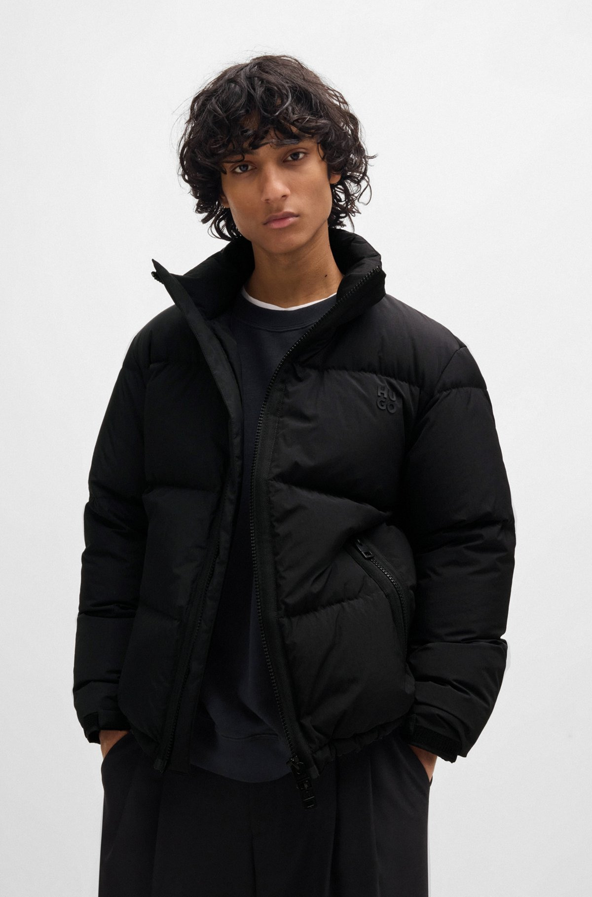 WATER-REPELLENT DOWN JACKET WITH STACKED LOGO - 2