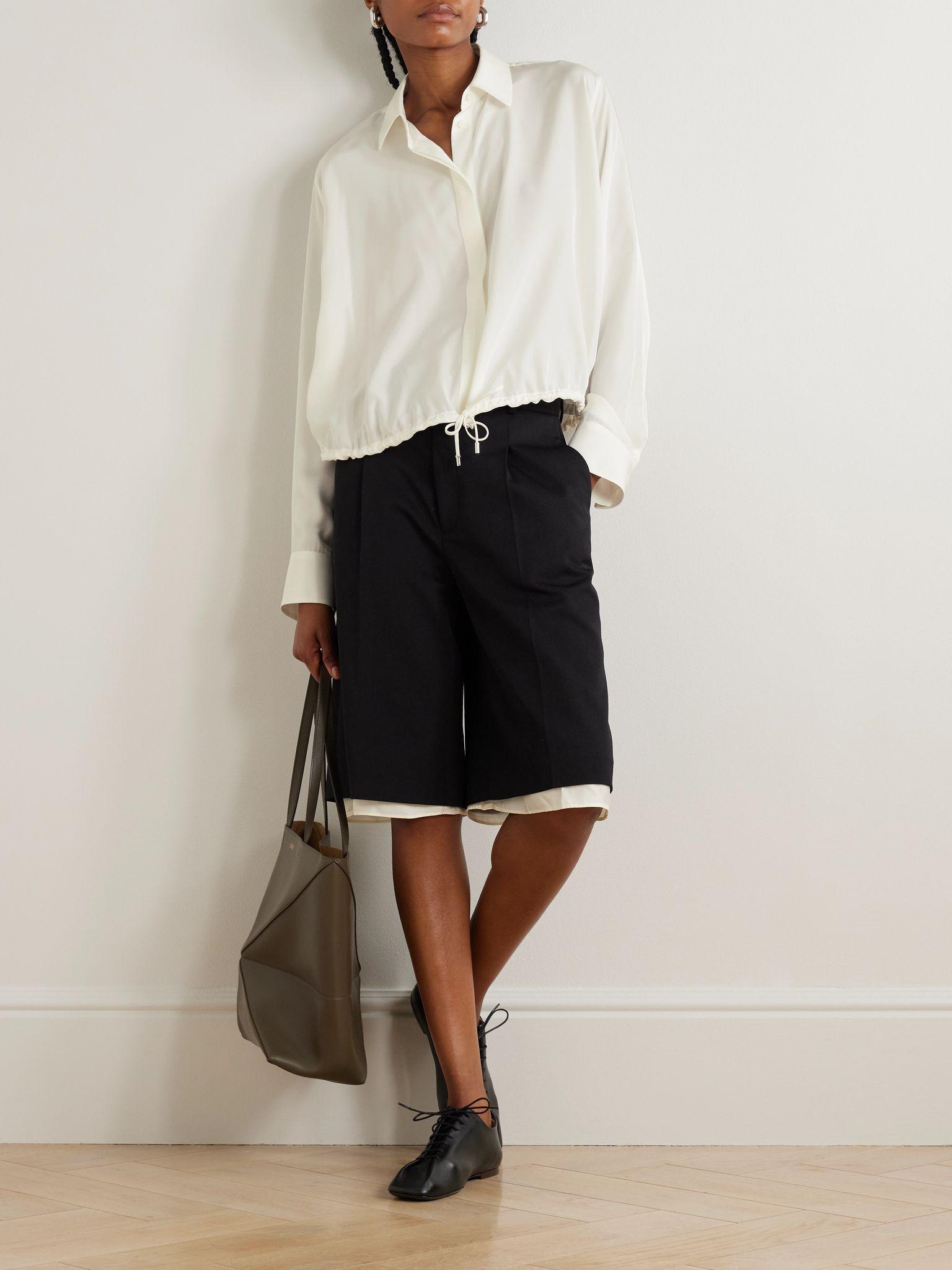 Balloon silk-crepe shirt White - 2
