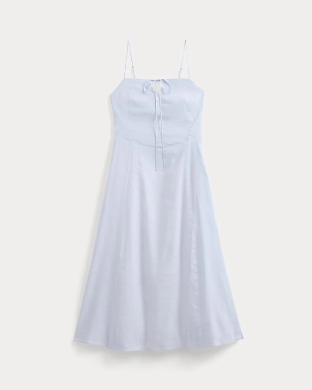 TIE-NECK DRESS IN STRETCH LINEN - 1