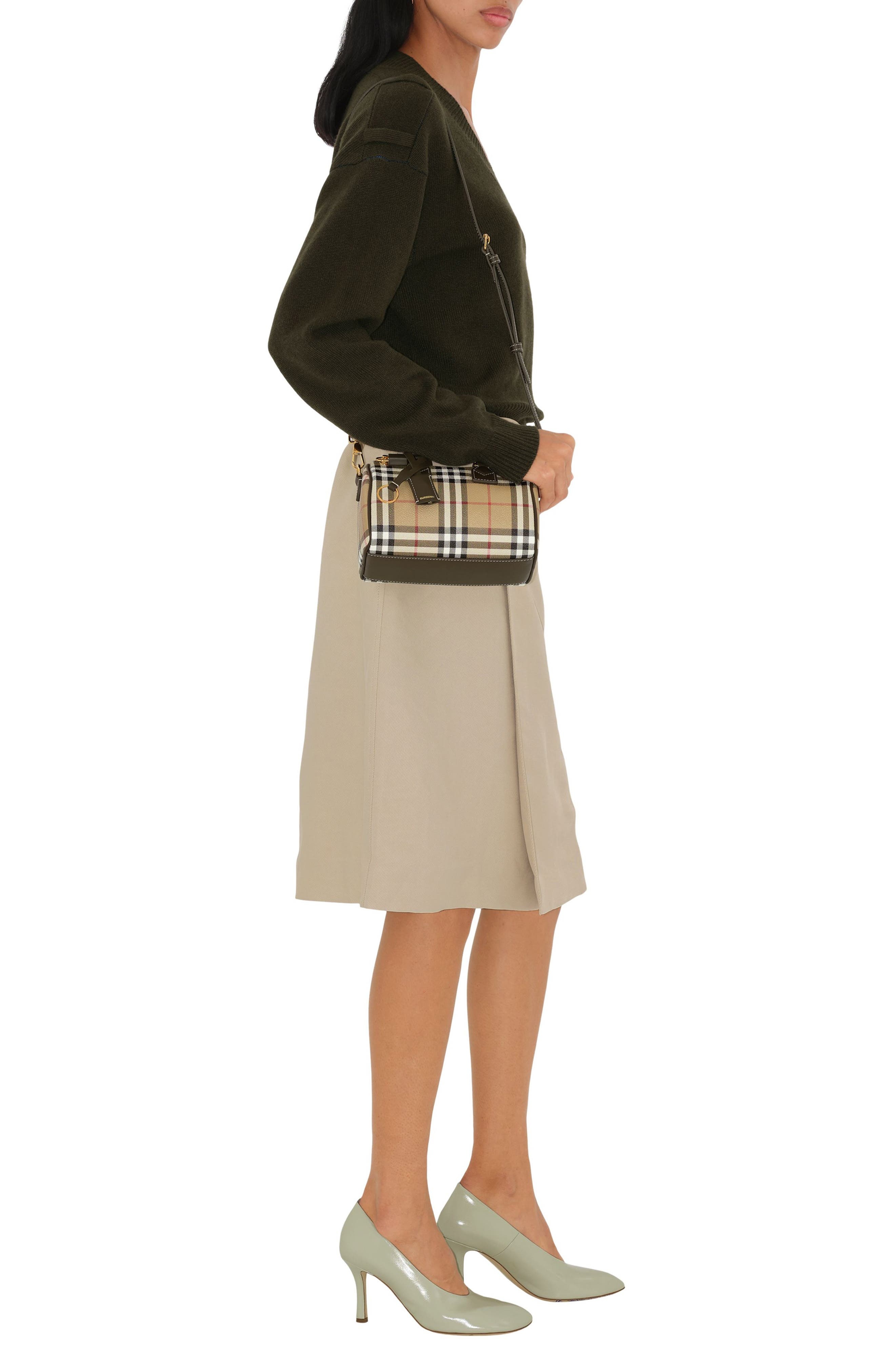 burberry Mini Check Coated Canvas Bowling Bag in Vintage Check/Briar Brown at Nordstrom - 4
