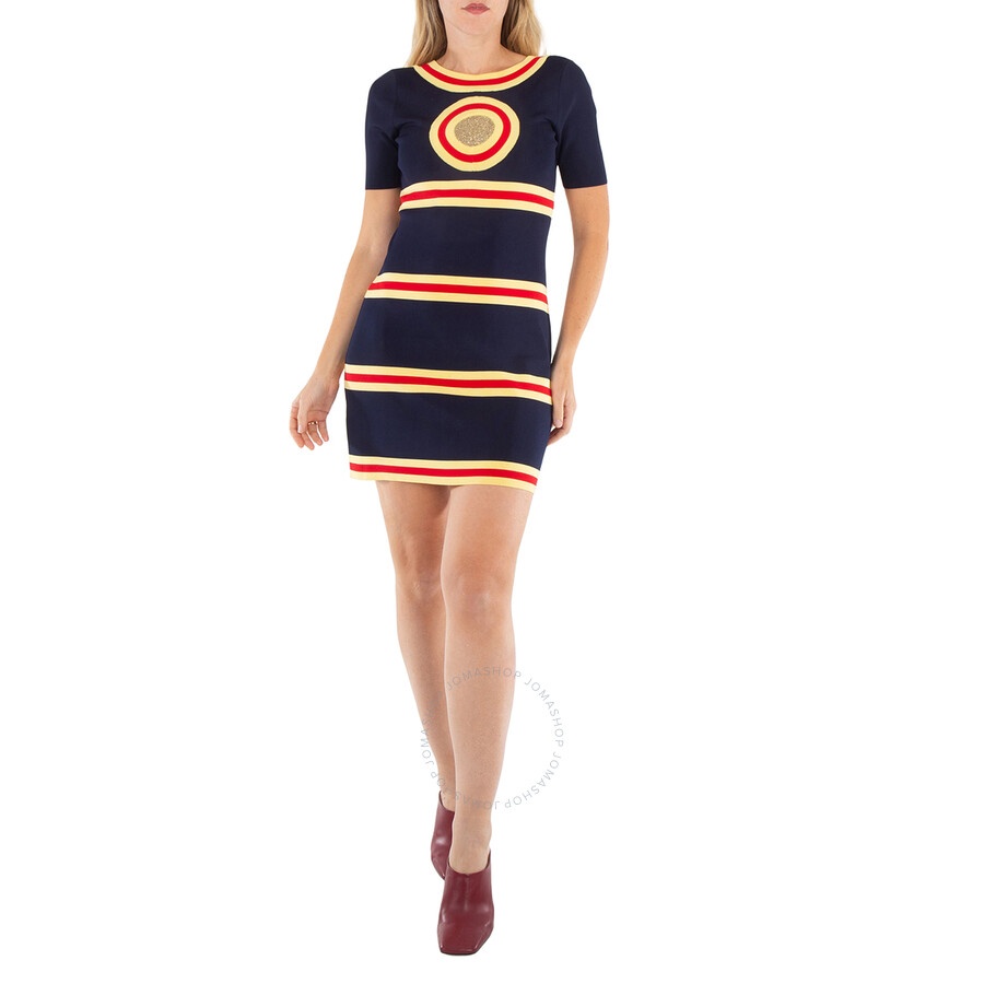 Rabanne Ladies Navy / Gold Stripe-Jacquard Minidress - 3