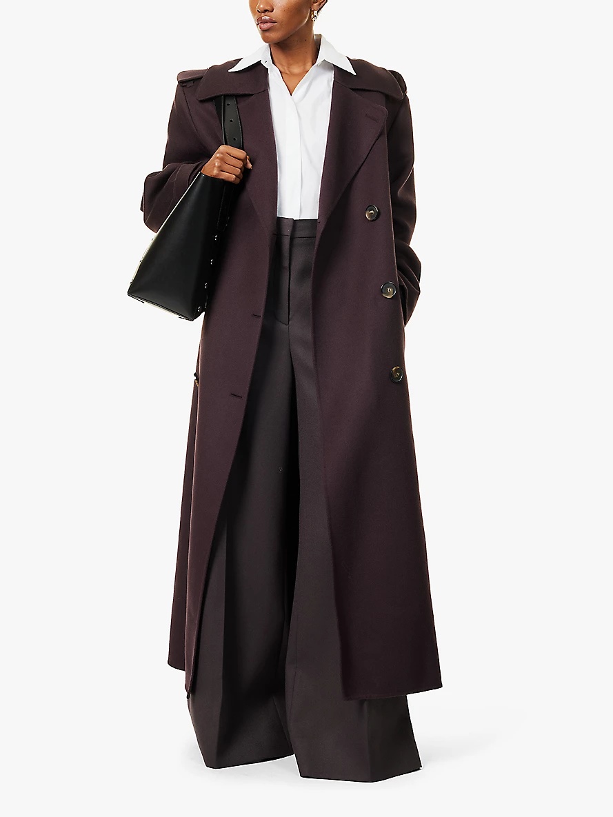 Double-breasted belted wool coat - 2