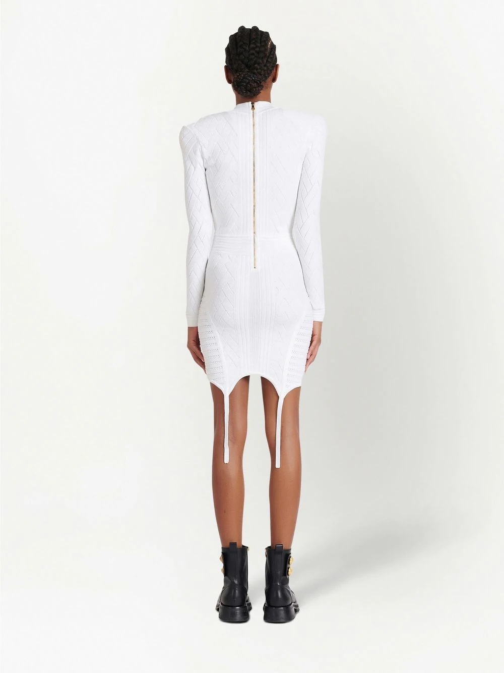 lace-up detail knitted dress - 4