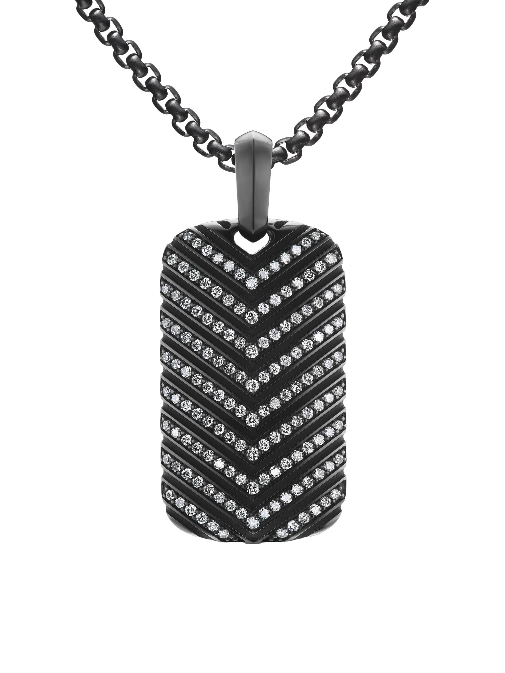Men's Chevron Tag in Black Titanium - Diamond Black - 1