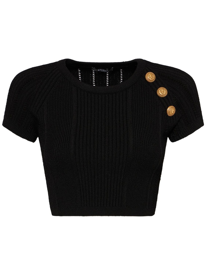 Embellished knit crop top - 1