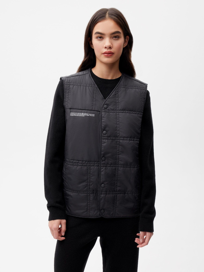 PANGAIA Womens Flower-Warmth Quilted Gilet - Black outlook