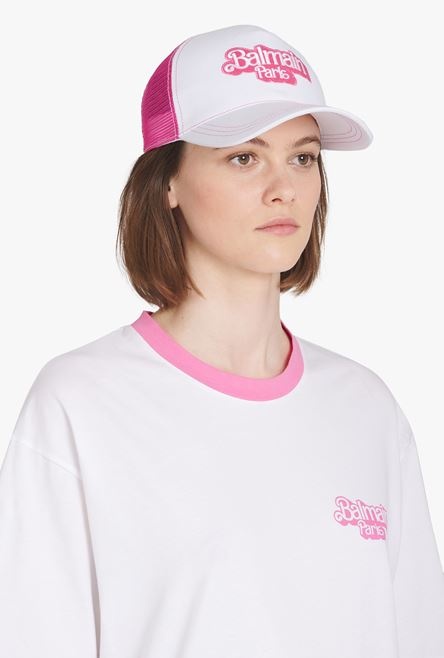 Balmain x Barbie - White cotton cap with pink Balmain Paris logo - 2