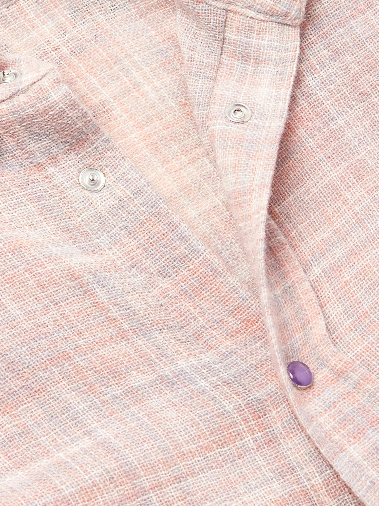 Space-Dyed Cashmere and Wool-Blend Gauze Shirt Pink - 4